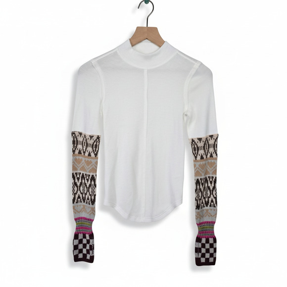 Free People We The Free Gorgeous Cuff Mock Neck Long Sleeve Top XS - Picture 3 of 9